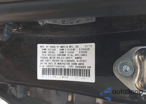 2015 Honda Accord Ex from USA, damaged, VIN 1HGCR2F71FA252380